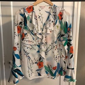 Nanette Lepore long sleeved flowy floral top
